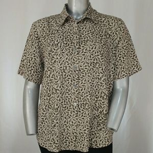 Kathy Che Short-Sleeve Grey Leaf Button Shirt 14